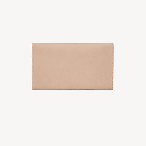 Yves Saint Laurent Beige Clutch with Gold Logo - Picture 2 of 3